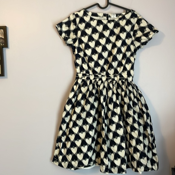 Crewcuts Navy White Heart Design Cotton Dress size 16 - Picture 1 of 16